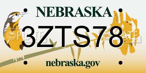 3ZTS78 Nebraska License Plate