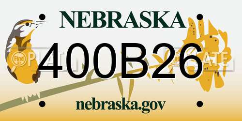 400B26 Nebraska License Plate