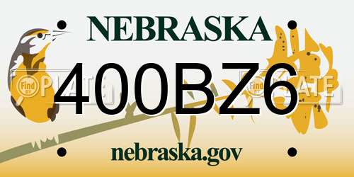 400BZ6 Nebraska License Plate