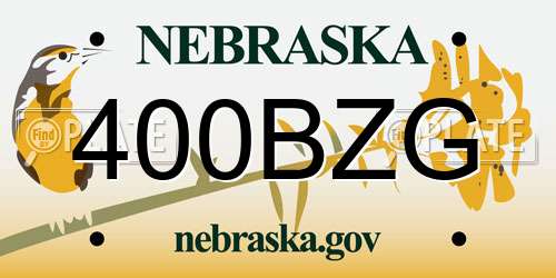 400BZG Nebraska License Plate