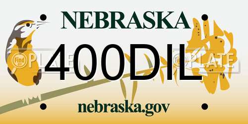 400DIL Nebraska License Plate