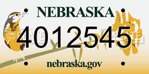 4012545 Nebraska License Plate