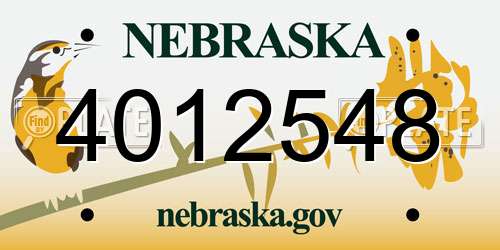 4012548 Nebraska License Plate