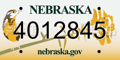 4012845 Nebraska License Plate