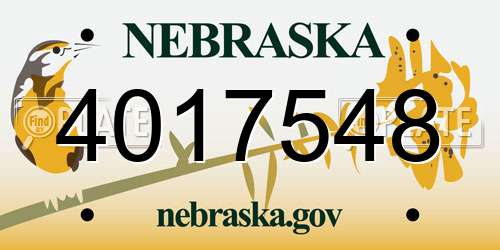 4017548 Nebraska License Plate