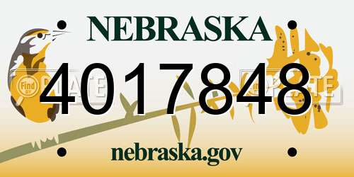 4017848 Nebraska License Plate