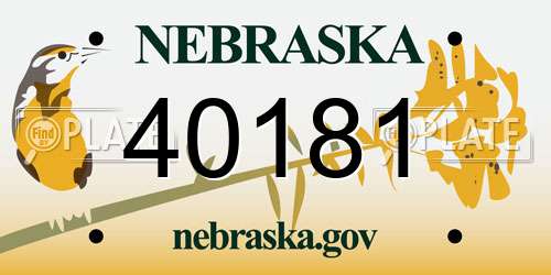 40181 Nebraska License Plate