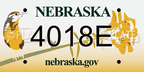 4018E Nebraska License Plate