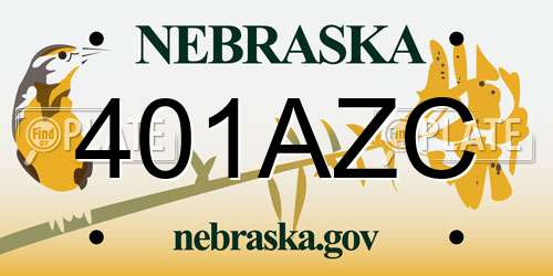 401AZC Nebraska License Plate