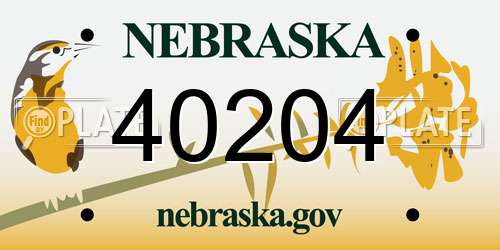 40204 Nebraska License Plate
