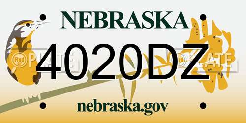 4020DZ Nebraska License Plate