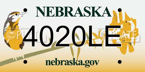 4020LE Nebraska License Plate