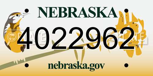 4022962 Nebraska License Plate