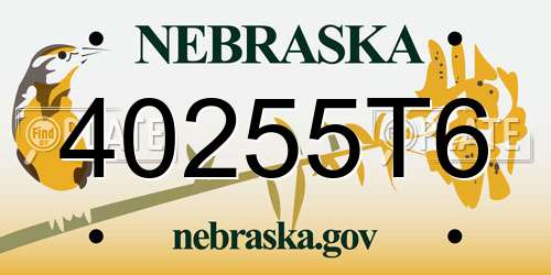 40255T6 Nebraska License Plate