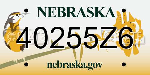 40255Z6 Nebraska License Plate
