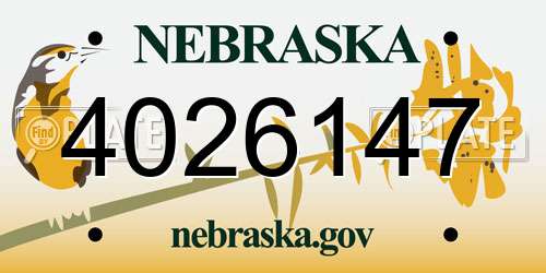4026147 Nebraska License Plate