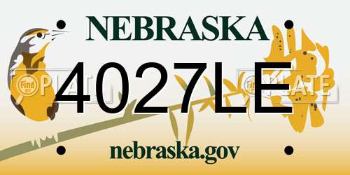 4027LE Nebraska License Plate