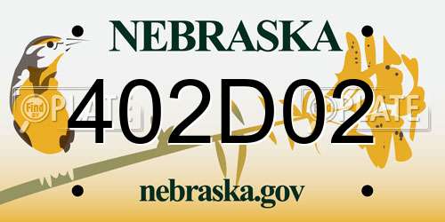 402D02 Nebraska License Plate