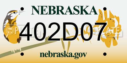 402D07 Nebraska License Plate