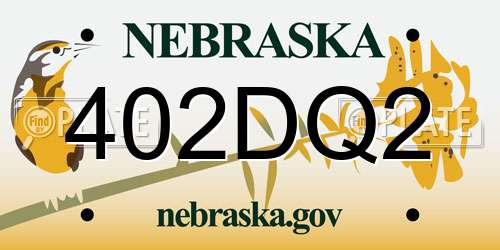 402DQ2 Nebraska License Plate