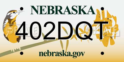 402DQT Nebraska License Plate