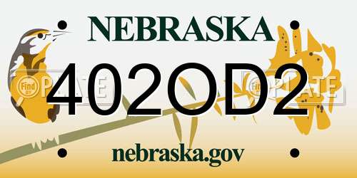 402OD2 Nebraska License Plate