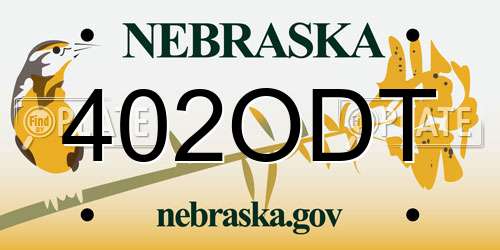 402ODT Nebraska License Plate