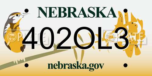 402OL3 Nebraska License Plate