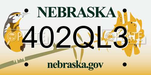 402QL3 Nebraska License Plate