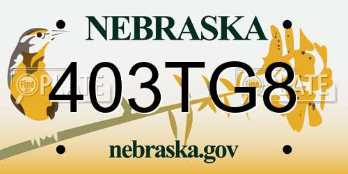 403TG8 Nebraska License Plate