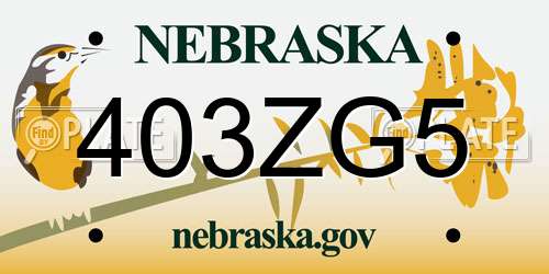 403ZG5 Nebraska License Plate