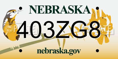 403ZG8 Nebraska License Plate