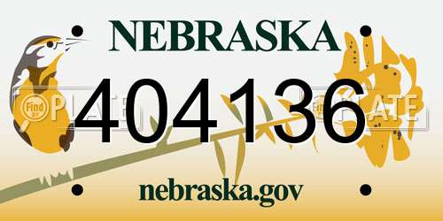 404136 Nebraska License Plate