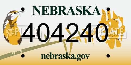 404240 Nebraska License Plate