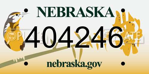404246 Nebraska License Plate