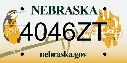 4046ZT Nebraska License Plate