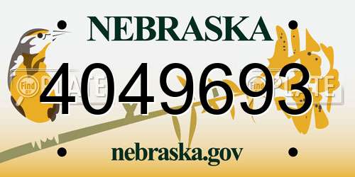 4049693 Nebraska License Plate