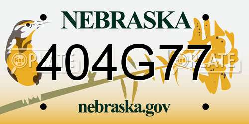 404G77 Nebraska License Plate