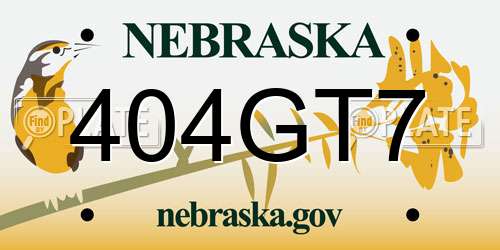 404GT7 Nebraska License Plate