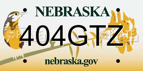 404GTZ Nebraska License Plate