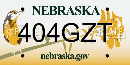 404GZT Nebraska License Plate