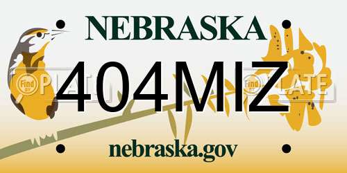 404MIZ Nebraska License Plate