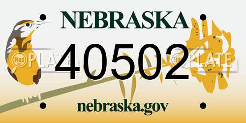 40502 Nebraska License Plate