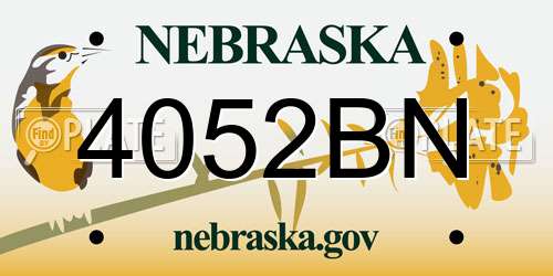 4052BN Nebraska License Plate