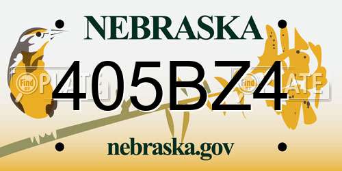 405BZ4 Nebraska License Plate