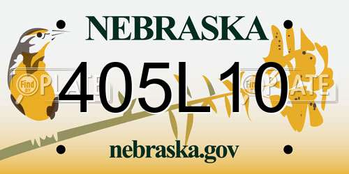 405L10 Nebraska License Plate