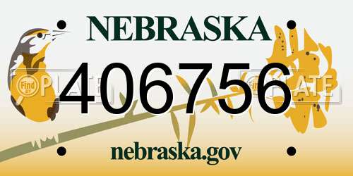 406756 Nebraska License Plate
