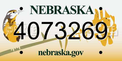 4073269 Nebraska License Plate