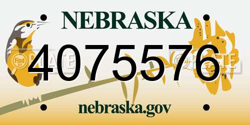 4075576 Nebraska License Plate