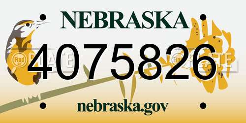 4075826 Nebraska License Plate